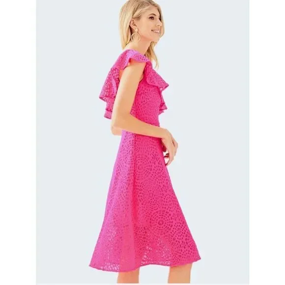 Lilly Pulitzer New size 2 bright pink Callisto lace dress - Picture 4 of 10